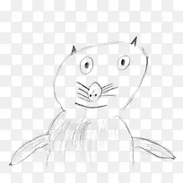 胡须猫线艺术鼻子素描-猫