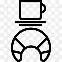 羊角面包咖啡杯早餐电脑图标-羊角面包