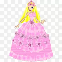 服装设计粉红m礼服芭比娃娃连衣裙