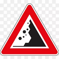 交通标志落石警告标志安全岩石
