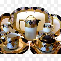 咖啡杯，浓咖啡，瓷碟，水壶，茶壶