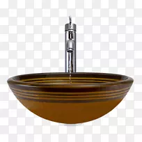 碗槽玻璃水龙头棕色手绘玻璃