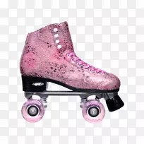 四脚溜冰鞋粉红色m鞋内排溜冰鞋行内溜冰