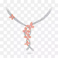 项链耳环魅力和吊坠，格拉夫粉红格拉夫钻石-项链