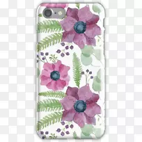 花卉设计纺织品手机配件图案-紫色水彩花