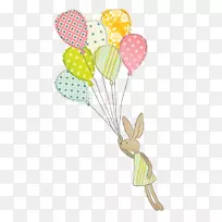 花瓣气球切花剪贴画-兔子气球