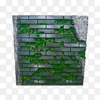 石墙砖长方形墙苔藓