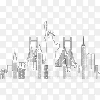 纽约市天际线建筑轮廓-设计