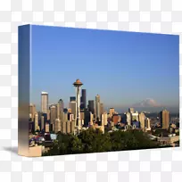天际线，城市景观，摩天大楼，雷尼尔山，南路艺术-西雅图天际线