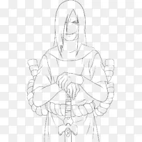 手指线艺术白色卡通素描线艺术画