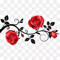 玫瑰花边框红色剪贴画.玫瑰