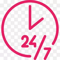 计算机图标时钟24/7服务时钟