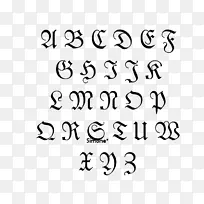 哥特式字母表字母书写.手写数字