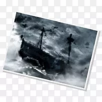 相框图片白黑珍珠船