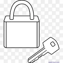 线条艺术钥匙锁夹艺术钥匙
