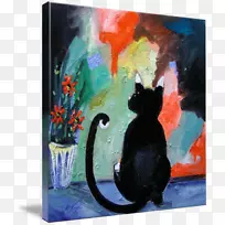黑猫现代艺术丙烯酸漆画-画猫