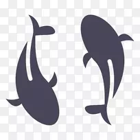 锦鲤海豚金鱼剪贴画-海豚
