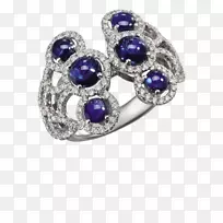蓝宝石紫水晶银首饰胸针-蓝宝石
