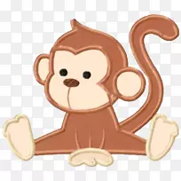 猴子苹果机刺绣拼贴-猴子