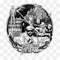人类行为卡通白色字体