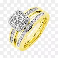 耳环，结婚戒指，订婚戒指，纸牌-黄金新娘