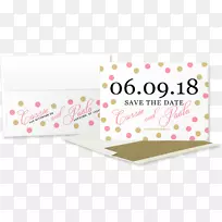 纸粉红色m品牌字体-保存结婚邀请日期
