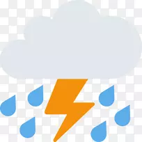 强雷暴警告表情符号雨天