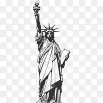 自由女神像画埃利斯岛-自由女神像