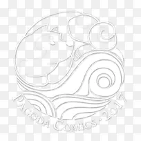 线条艺术白色素描-水狗