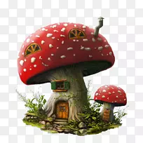 蘑菇屋素描仙女屋