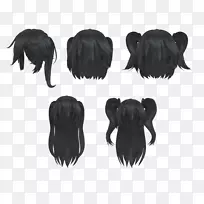 黑发猪尾发型长发