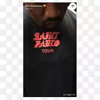 圣巴勃罗巡演名人阿迪达斯伊兹t恤Snapchat-kanye West