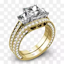 结婚戒指，银磨砂-黄金公主