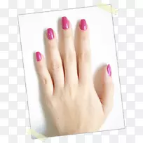 指甲油手型指甲粉红m钉