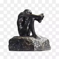 默塞·罗丹冥想-思考者青铜雕塑-人