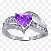 紫水晶订婚戒指宝石紫色戒指