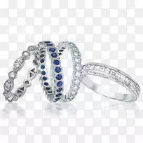 珠宝首饰结婚戒指蓝宝石珠宝
