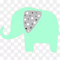 印度象绿大象剪贴画-薄荷绿