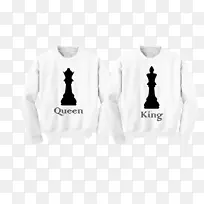 长袖T恤衫肩棋王皇后