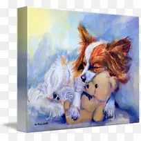 木瓜狗水彩画画布印刷艺术泰迪狗