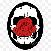 花园玫瑰艺术人类头骨象征-玫瑰