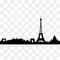 巴黎剪影天际线墙贴花-法国名人