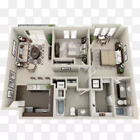 住宅平面图公寓三维平面图-房屋
