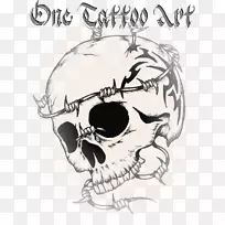 一个纹身艺术头骨纹身艺术家闪光头骨