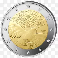巴黎2欧元硬币2欧元纪念币欧元硬币