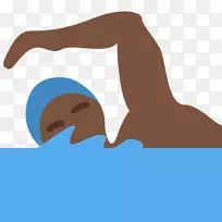 Emojipedia黑皮肤黑色游泳-表情符号