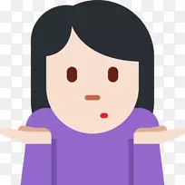 耸肩表情符号意为浅色皮肤-表情符号