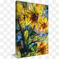 丙烯酸涂料现代艺术水彩画静物水彩画向日葵