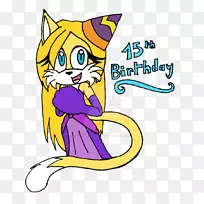 胡须猫卡通剪贴画-15岁生日