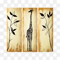 长颈鹿现代艺术绘画画框-长颈鹿